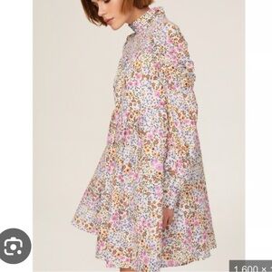 Munthe Correct Floral Long Sleeve Dress Organic Cotton Silk Size 38